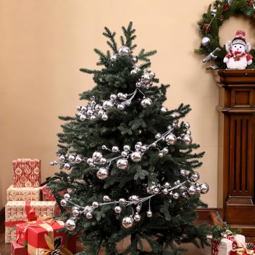 Mixed Silver Christmas Ball Garland Set - 15 Ft Decor, 2 Pcs
