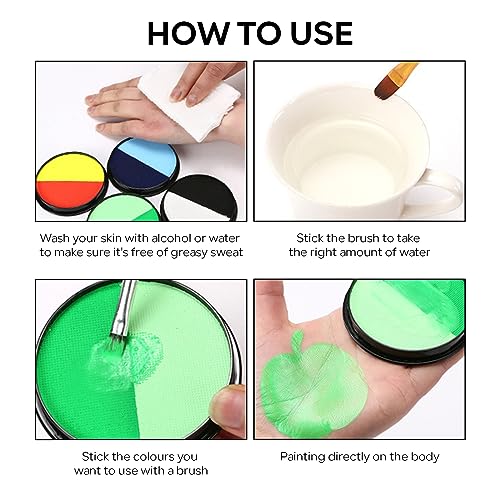 Dark Green & Light Green Face Body Paint Set - Matte Finish Halloween Cosplay