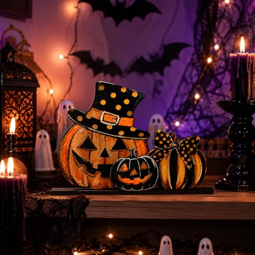 Halloween Pumpkin Wooden Table Decoration - Spooky Autumn Decor - Pumpkin Spooky
