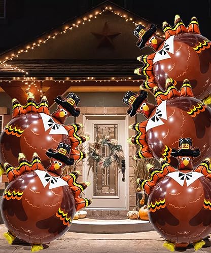 Thanksgiving Turkey Foil Balloons Set - Autumn Harvest Party Decorations