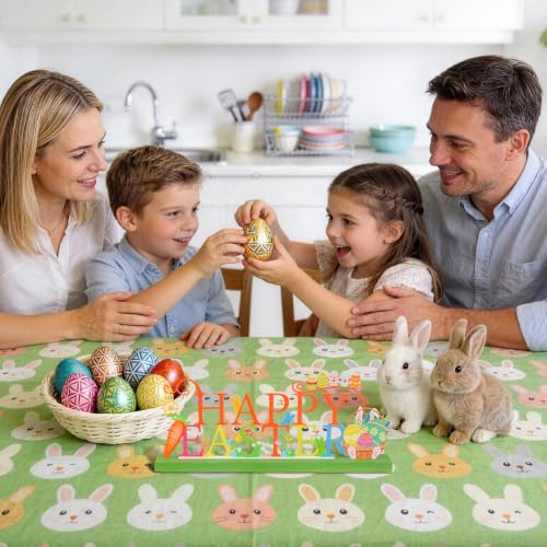 Easter Metal Holiday Table Sign Decor - Happy Easter Bunnies & Spring Charm - KHJCXS