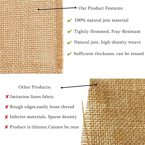 Rustic Burlap Table Runner Set - 3 Pack 12 x 108 Inches for Wedding & Holiday Decor - Style B