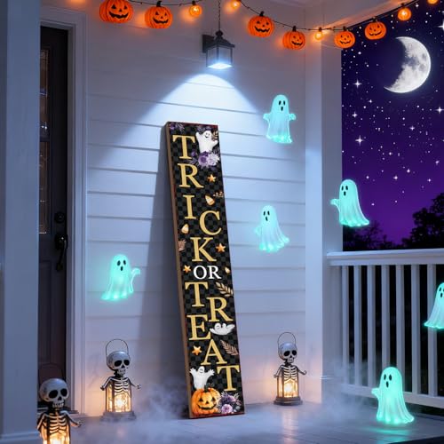 Large Halloween Welcome Sign for Front Door 47-inch Trick or Treat Porch Decor