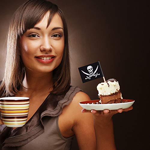 Pirate Cocktail Toothpick Flags Set - 100 Black Party Food Picks