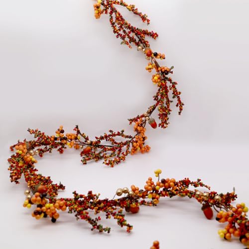 Berry Garland with Lights - Fall 6.5FT Battery Operated Fairy Lights with Remote
