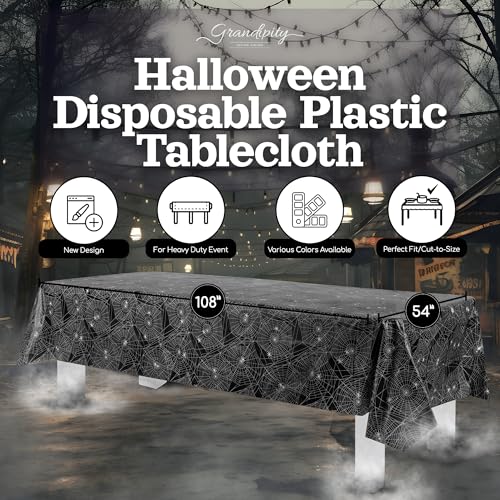 Halloween Spider Web Tablecloth Rectangle 54x108 Inches - 3 Pack