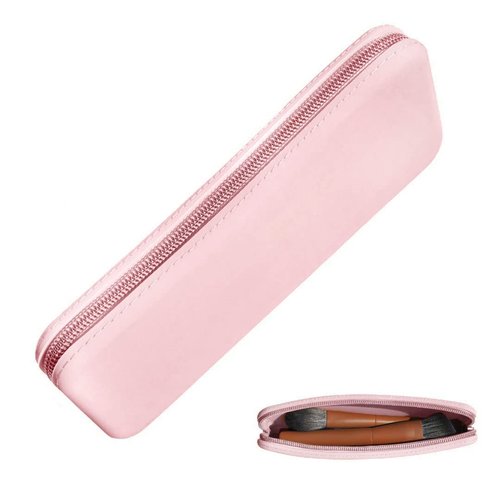 brush bubble silicone makeup brush holder travel case- A storage & makeup bag organizer for brush sets & makeup tools to protect make up accessories & bag, Pink (7.8 * 3.15 * 1")