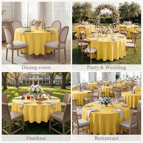 Romanstile Yellow Round Tablecloth 108 Inch for 60-96 Inch Tables