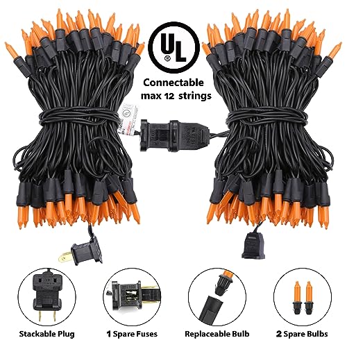 Halloween Orange String Lights - 12.5ft 50 LED Incandescent Bulb Lights - Connectable Indoor Outdoor