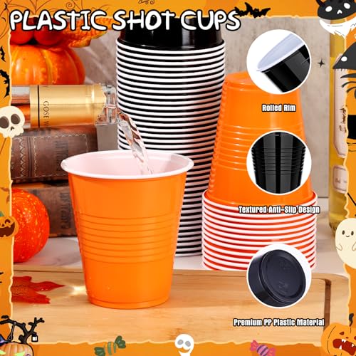 Halloween Fall Plastic Cups Bulk 100 pcs - Black & Orange 12oz Disposable Party Drinkware with Variation Black & Orange / 100