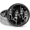 Halloween Skeleton Paper Plates - Black 7 Inch, Pack of 100 - Festive Disposable Tableware