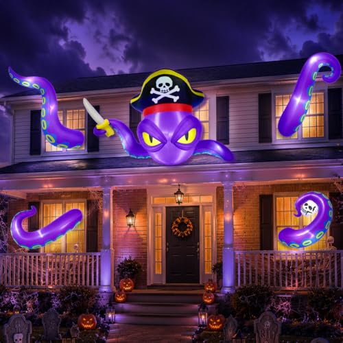9FT Pirate Octopus Inflatable Halloween Yard Decoration with LED Lights