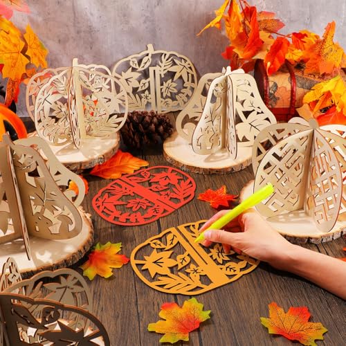 Fall Pumpkin Wooden Cutouts - 36 Pcs DIY Unfinished Signs 7.8 Inch - Autumn Thanksgiving Decor
