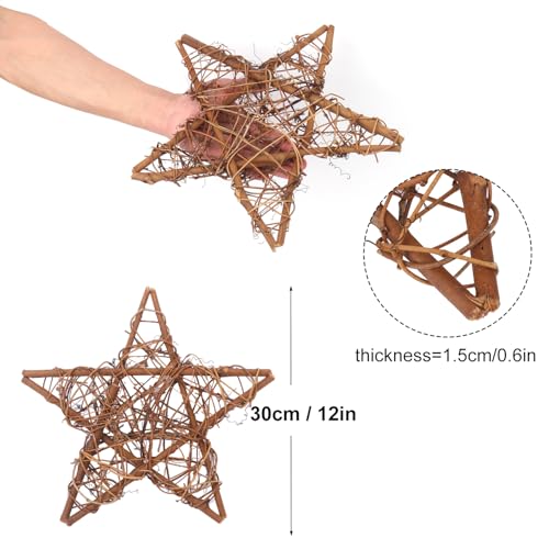 6 Pcs 12 Inch Star Shaped Natural Grapevine Wreath Set for DIY Crafts & Holiday Decor