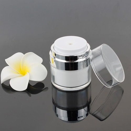 2Pack 1.7oz Airless Pump Jars Moisturizer Dispenser Vacuum Bottle Jar with Push Down Pump Dispenser Refillable Travel Lotion Container for Skincare, Cream, Skincare
