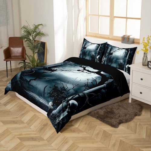 Multi 119 Halloween Tree Bedding Set Twin Size Spooky Gothic Comforter Cover