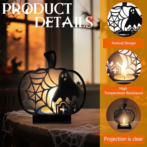 ABTOLS Halloween Shadow Candle Holder Ghost - Spooky Pumpkin & Web Design