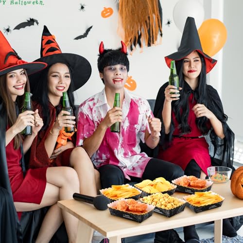 Halloween Spiderweb Paper Food Trays - 60 Pack Disposable Snack Boats - Gothic Party Supplies