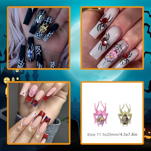 Halloween Nail Art Rhinestones 3D Spider Charms - Manicure Decorations Set