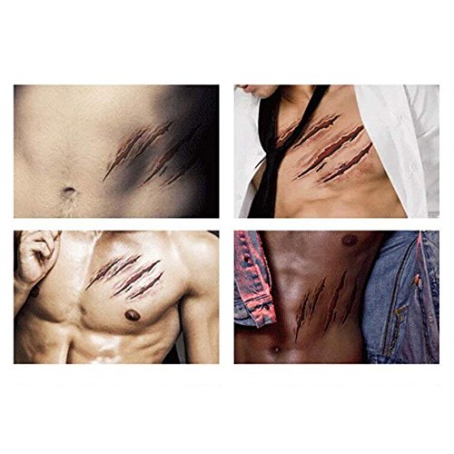 Temporary Wound Scar Tattoo Stickers - Halloween Zombie Makeup 10pcs