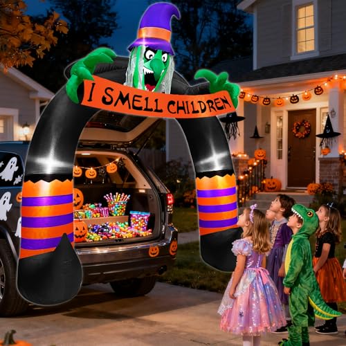 Halloween Inflatable Car Decoration Witch Arch with LED Lights & Banner