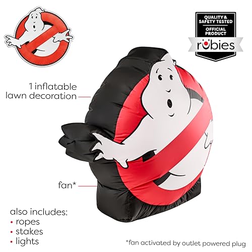 Ghostbusters No Ghosts Inflatable Lawn Decor with Lights - 3 Feet