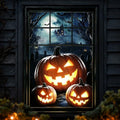 Halloween Window Cover Decor Bunny Chorus Spooky Pumpkin Graveyard Scene - 32x48 Inches