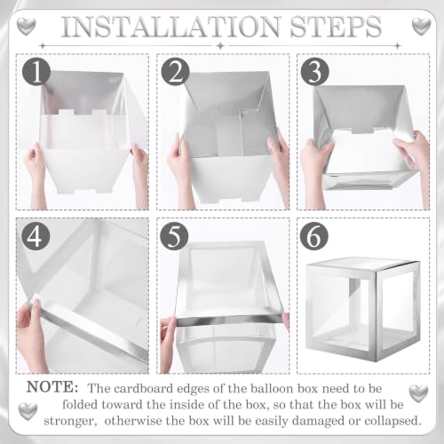 Transparent Balloon Boxes with Silver Variation - 8 Pack, 11.81 Inch