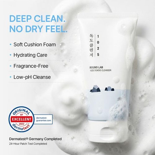 ROUND LAB 1025 Dokdo Cleanser - Low pH Facial Cleanser for Sensitive Skin | 5.07 Fl Oz Hydrating Wash