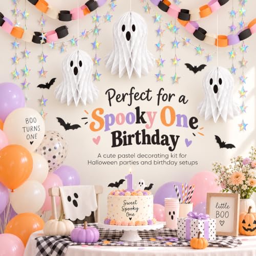 Halloween Paper Chain Garland - Pastel Pink Purple, 1 x 8 Inches, 500 Strips & Decorations