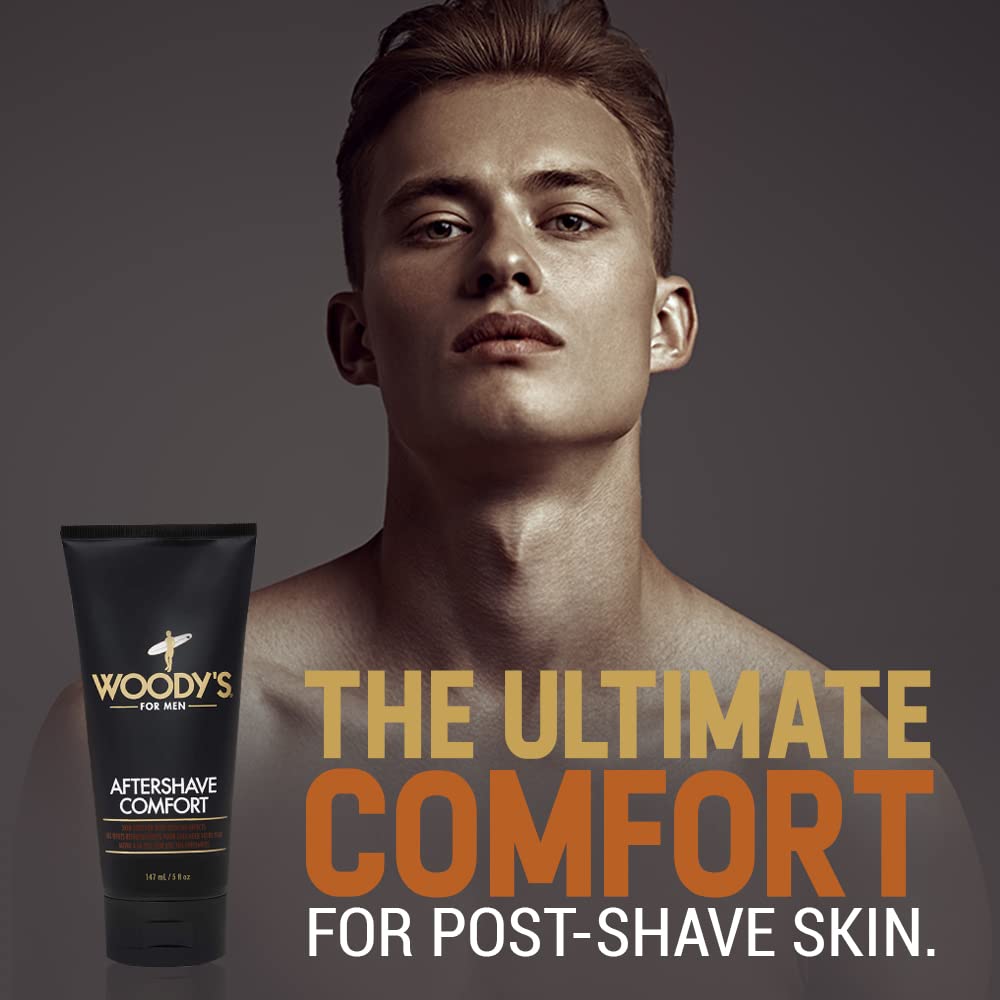 Woody's After Shave Balm for Men - Soothing & Hydrating Aftershave for Men Sensitive Skin, Reduces Razor Burn & Irritation, Non-Greasy Formula, 5 oz