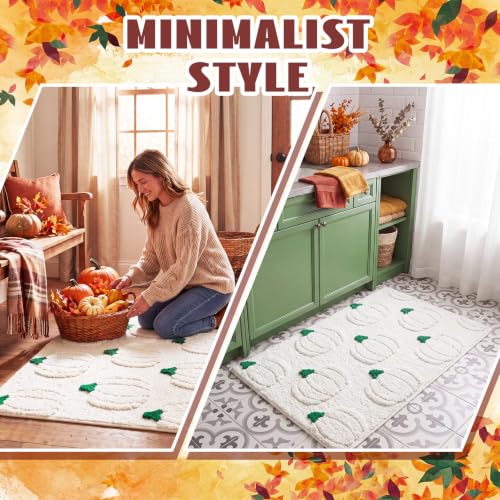 Pumpkin 3D Bathroom Rug 19.7 x 31.5 Inch Fall Tufted Bath Mat - Autumn Decor