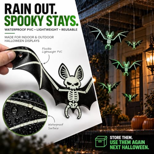 10PCS Glow-in-the-Dark Skeleton Bat Decorations for Halloween - Variation of THIS listing 10