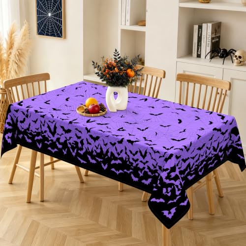 Halloween Bat Rectangle Tablecloth - 60 x 84 Inches - Web & Bat Pattern - Variation of THIS listing