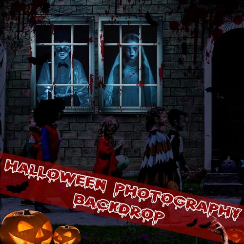 Halloween Ghost Window Curtains Set - Spooky Decor for Indoor & Outdoor Halloween