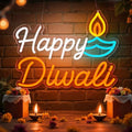 Diwali Neon Sign - Festive Wall Decor with Dimmable Brightness - Indoor Festival Lights - Mandir