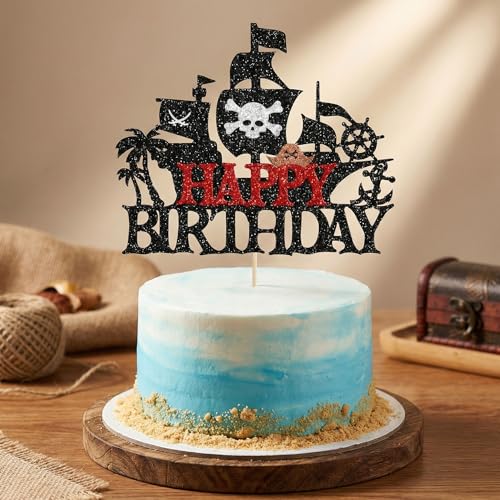 Pirate Cake Topper with Pirate Ship Variation - Pirate Party Decoration
