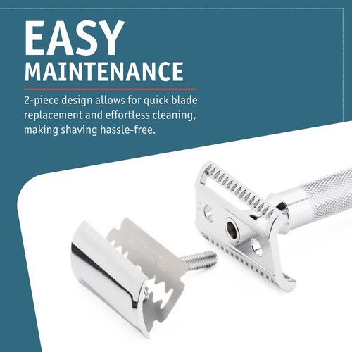 MERKUR 37C Double Edge Safety Razor | Slant Bar Design - Standard Handle | Made in Germany | Plastic-Free | Two Piece Design