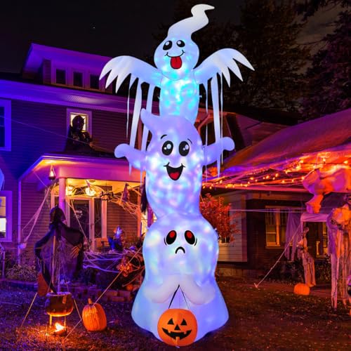 High 9.8 ft Halloween Inflatable Ghost Yard Decor with LEDs for Outdoor & Indoor