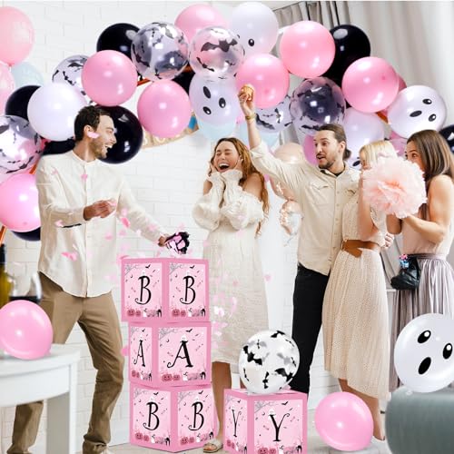 Halloween Balloon Decorations Set with Baby Boxes and Latex Balloons - Bat & Ghost Design