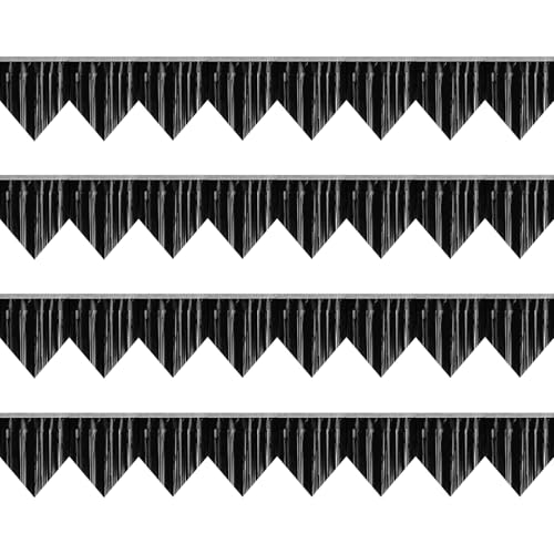 Black Glitter Triangle Pennant Banner Flag - Metallic Bunting for Party Decorations