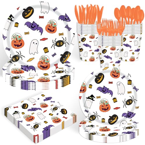 Halloween Ghost Paper Plates and Napkins Party Set for 20 Guests