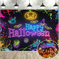 Halloween Neon Backdrop 10x8 FT Colorful Splatter Graffiti Photo Background
