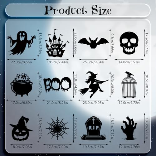 Halloween Hanging Swirls - Black Spooky Ghost Claw Bat Pumpkin Decor 30Pcs - Halloween Black Variation