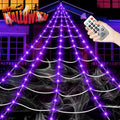 Purple Lighted Spider Web Kit with 200 LEDs, 16.4Ft Outdoor Halloween Decoration - Without Spider