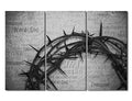 Religious Wall Art Canvas - The Holy Bible Crown Thorns, 3 Panels, 28x14 Each - Black & White Home Decor