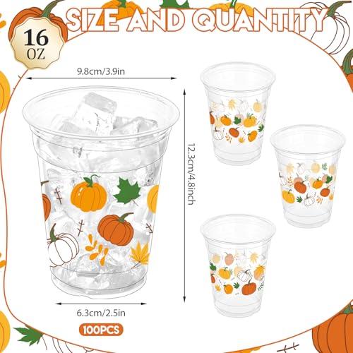 Disposable Plastic Pumpkin Cups 16oz Fall Party Drinking Cups - Pumpkin Variation