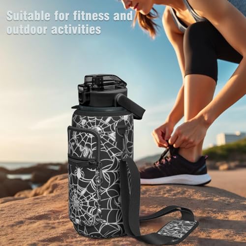 Spider Web Snake Half Gallon Water Bottle with Sleeve - 64 OZ - Witchy Gift