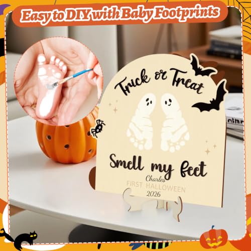 Baby's First Halloween DIY Footprint Art Card Sign - Trick Variation