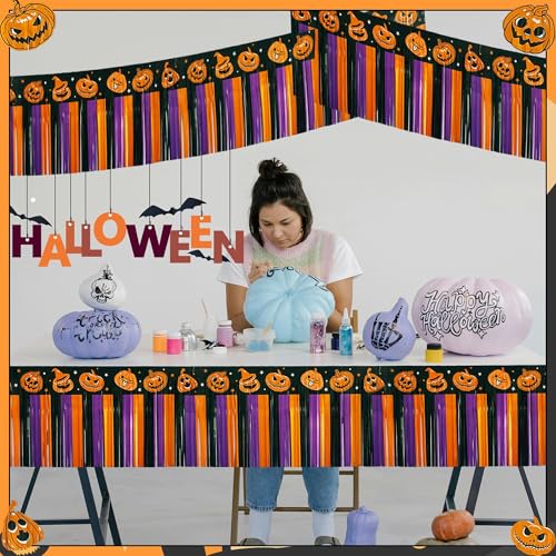 Pumpkin 4 Pack Halloween Foil Fringe Streamers for Parade Floats & Party Decorations